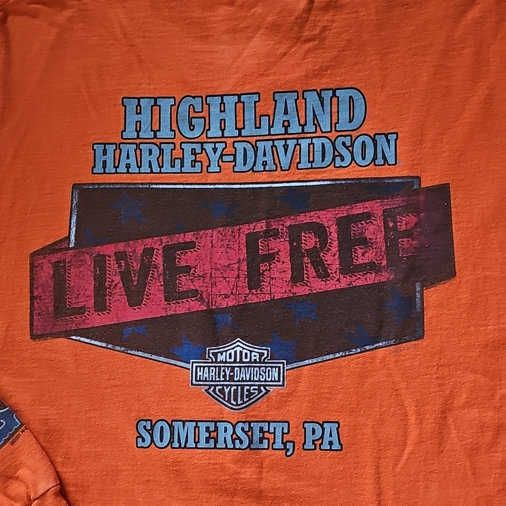 Harley Davidson Long Sleeve Safety Orange Somerset PA HD T-Shirt Men's Size XL - Picture 10 of 13